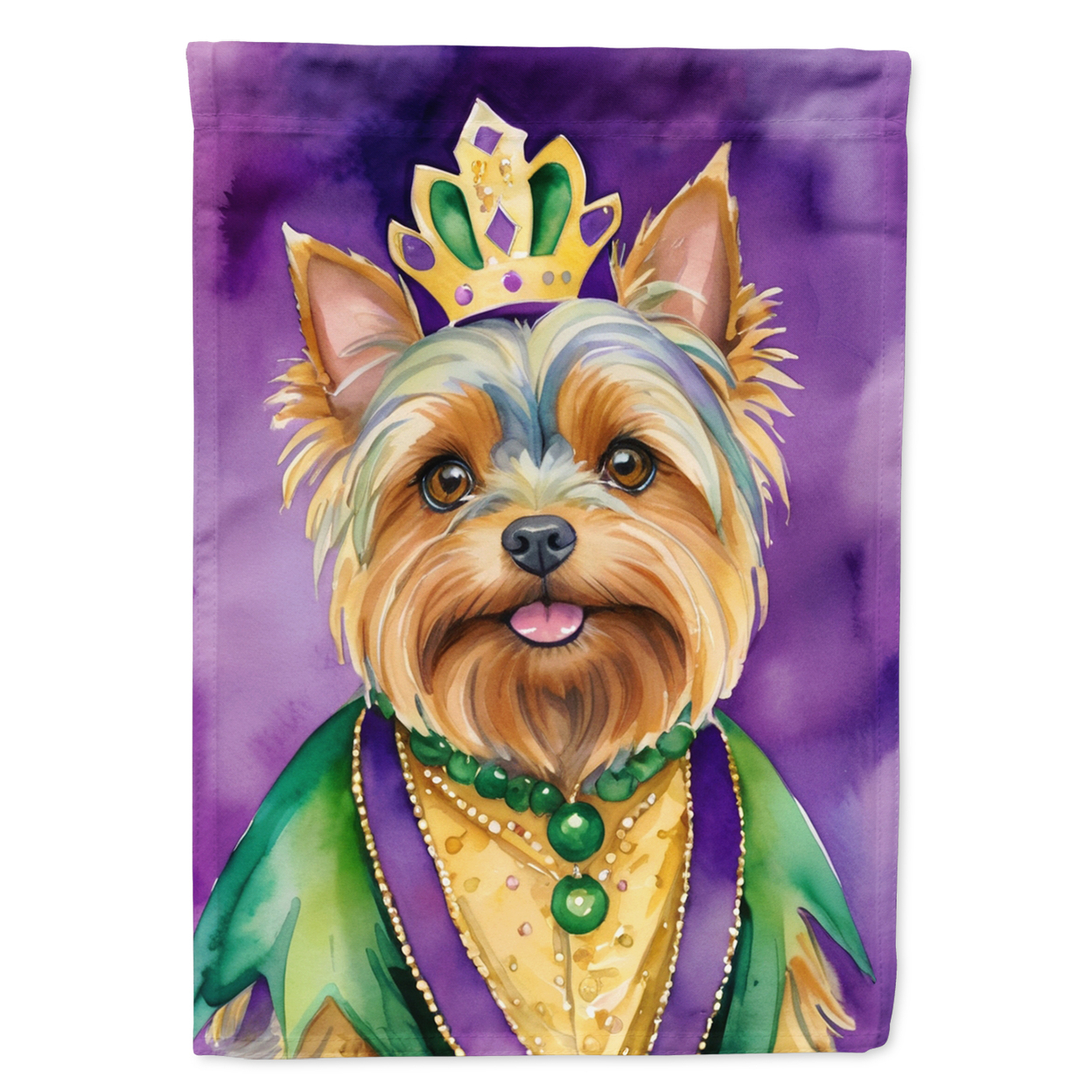 Yorkshire Terrier King of Mardi Gras Garden Flag 11.25 in x 15.5 in