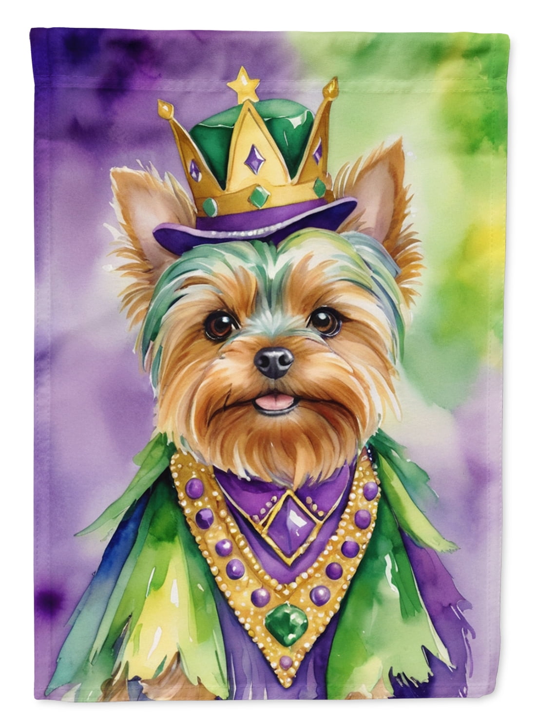 Yorkshire Terrier King of Mardi Gras Garden Flag 11.25 in x 15.5 in
