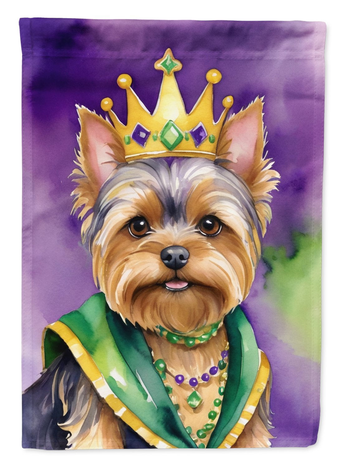 Yorkshire Terrier King of Mardi Gras Garden Flag 11.25 in x 15.5 in