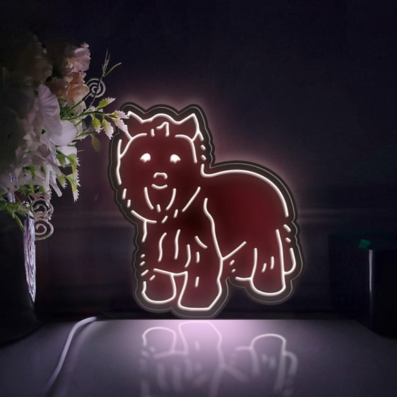 Yorkshire Terrier Led Light Box, Dimmable Neon-Like Light Signs USB Power for Wall Decor Bedroom Decoration, Static Light (WxH) 11"x13"