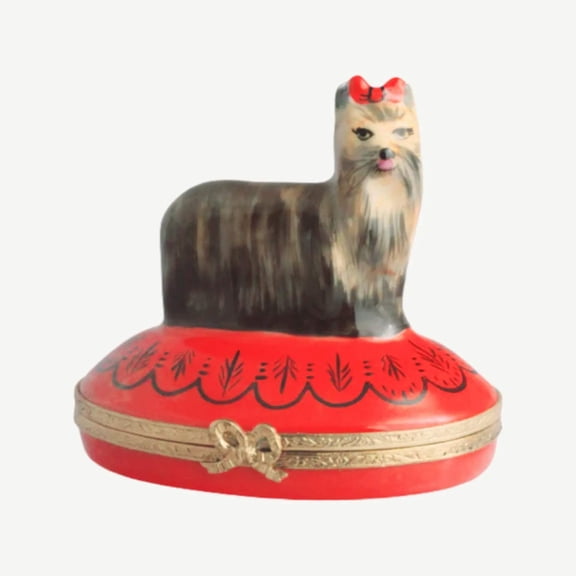 Yorkshire Terrier Delight for Dog Lovers Limoges Box Porcelain Figurine