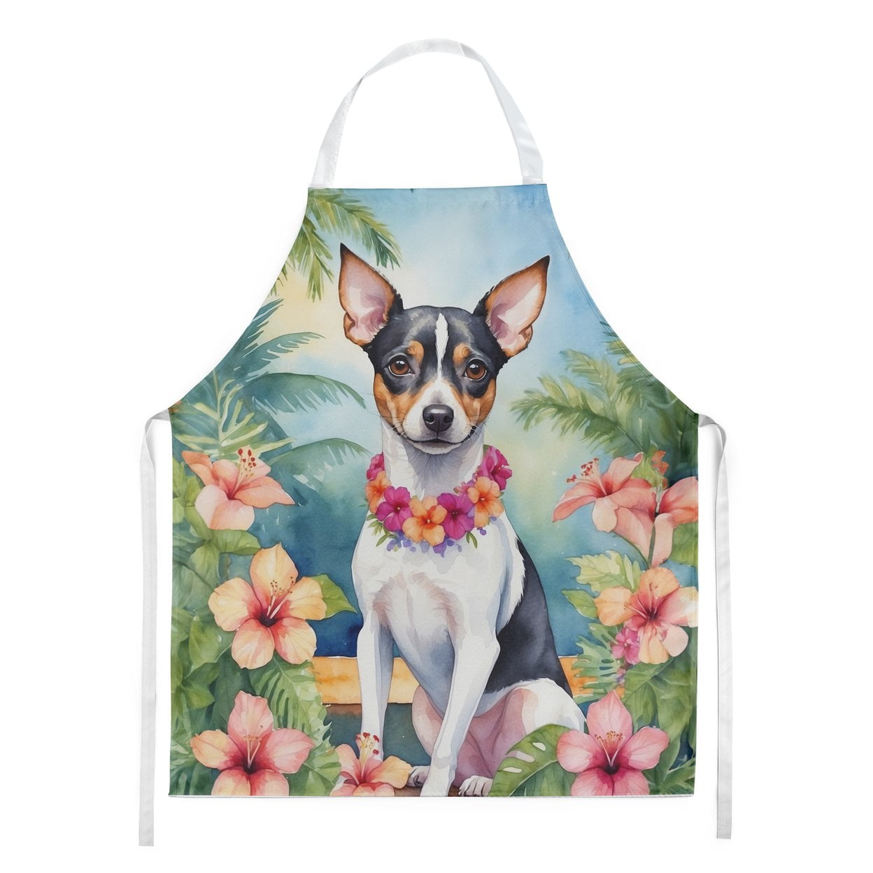 Rat Terrier Luau Apron 27 in x 30 in