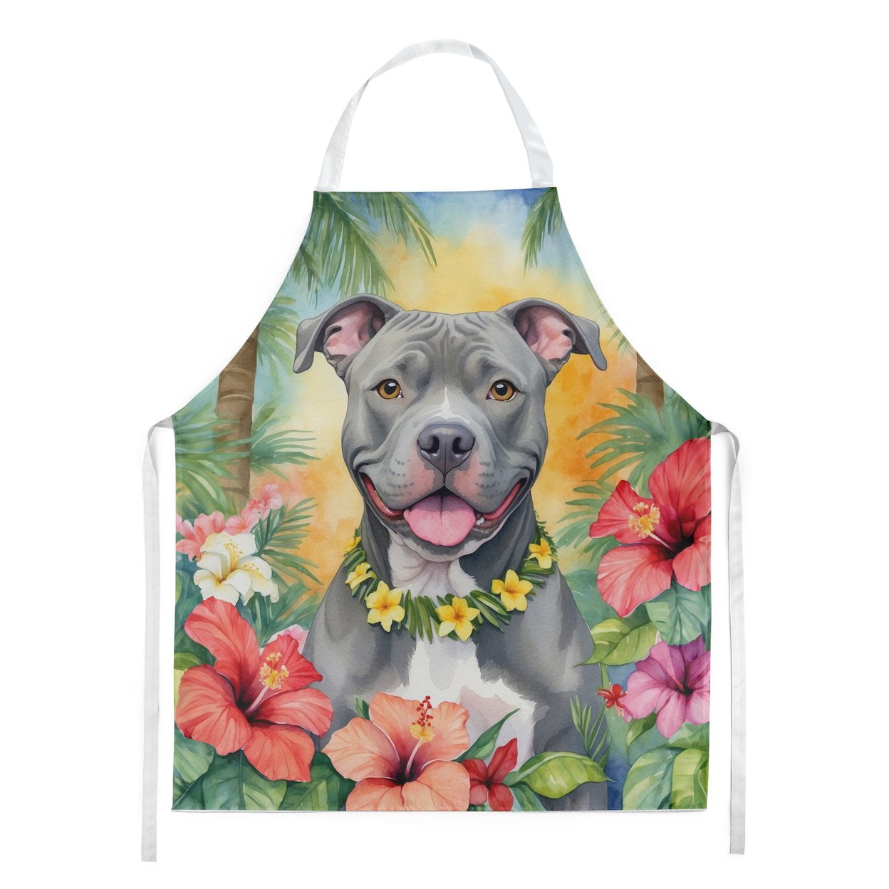 Pit Bull Terrier Luau Apron 27 in x 30 in
