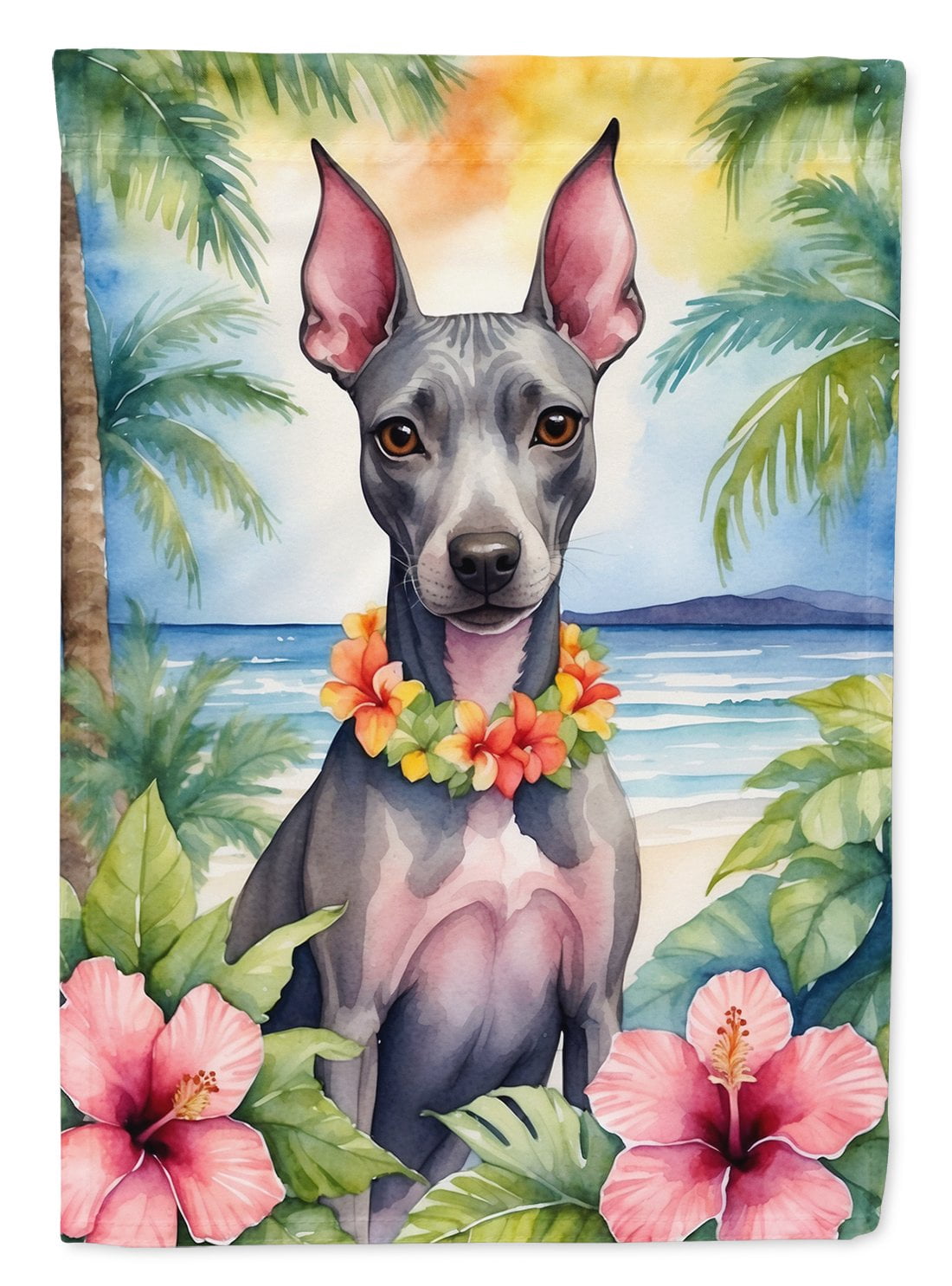 Yorkshire Terrier Luau House Flag