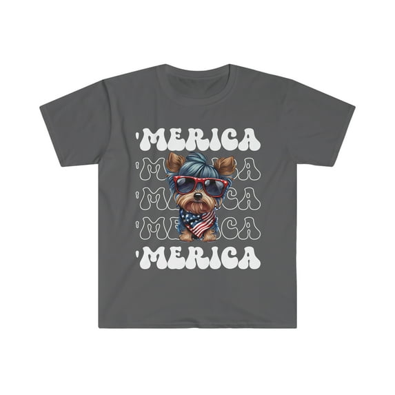 Yorkshire Terrier 'Merica Patriotic T-Shirt Cute Yorkie 4th of July Top