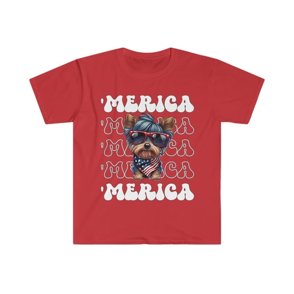 Yorkshire Terrier 'Merica Patriotic T-Shirt Cute Yorkie 4th of July Top