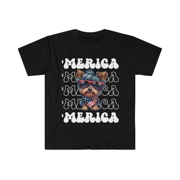 Yorkshire Terrier 'Merica Patriotic T-Shirt Cute Yorkie 4th of July Top