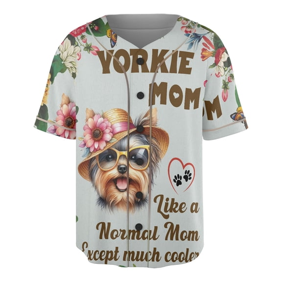 Yorkshire Terrier Mom Like a Normal Mom Except Much Cooler Happy Mother's Day All Over Print 3D Baseball Shirt Yorkie Dog Lover Gifts Softball Sport - 02004