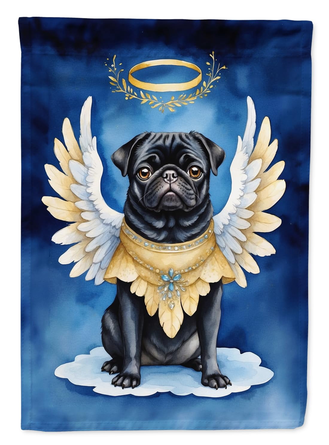 Caroline's Treasures DAC7063CHF Black Pug My Angel House Flag Large Porch Sleeve Pole Decorative Outside Yard Banner Artwork Wall Hanging, Polyester, House Size, Multicolor