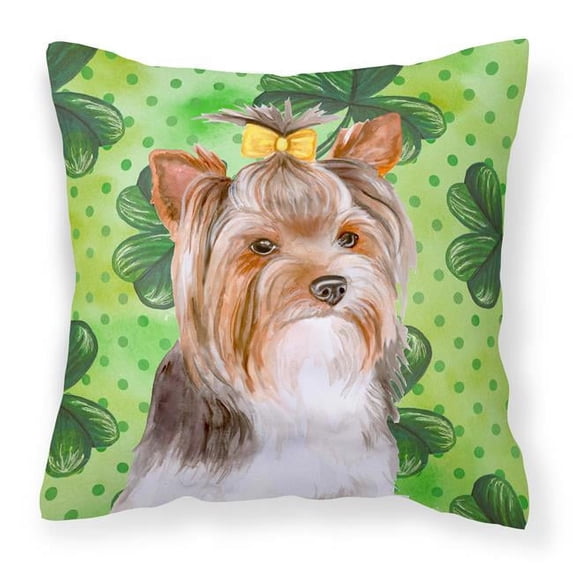 Yorkshire Terrier No.2 St.Patricks Fabric Decorative Pillow