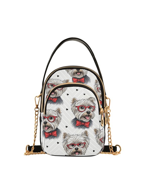 Yorkshire Terrier Pattern Women's Crossbody Handbags Leather Crossbody Bags Fanny Pack Chest Bag for Travel