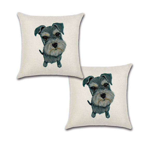Yorkshire Terrier Pet Portrait Design Cotton Linen Fabric Decorative Indoor / Outdoor Throw Pillow Cover Set 18x18