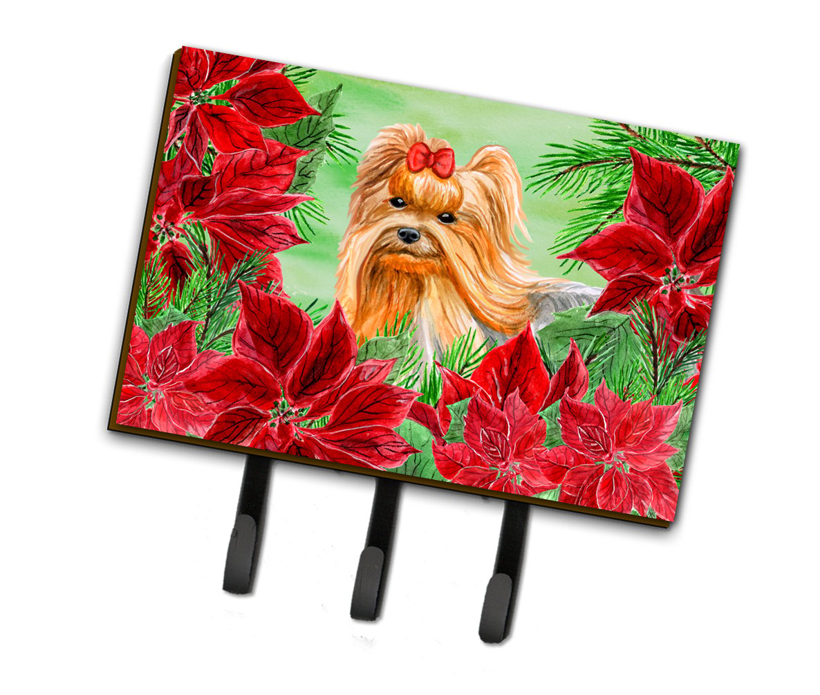 Yorkshire Terrier Poinsettas Leash or Key Holder