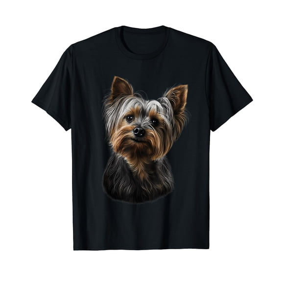 Yorkshire Terrier Portrait Art Yorkie Lover Black T-Shirt