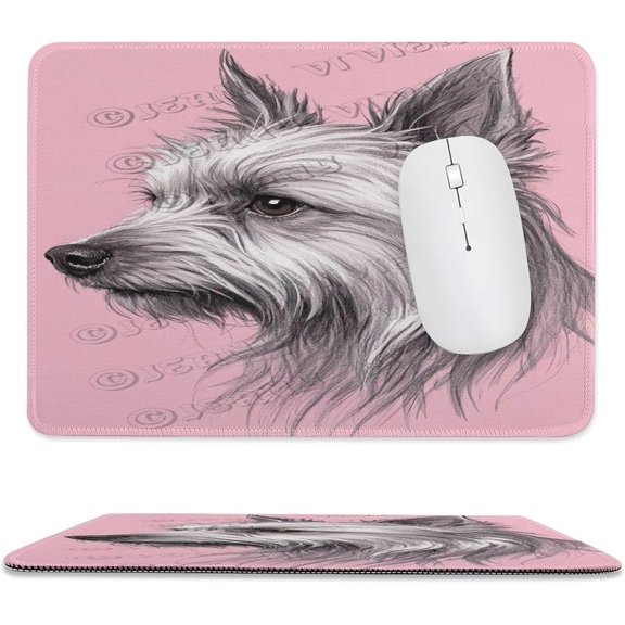 Yorkshire Terrier Portrait Mouse Pad 8x10 in, Premium Stitched Edge Computer Mousepad with Smooth Tracking Surface and Non-Slip Rubber Bottom, Yorkshire Terrier Artwork for Desk Decor
