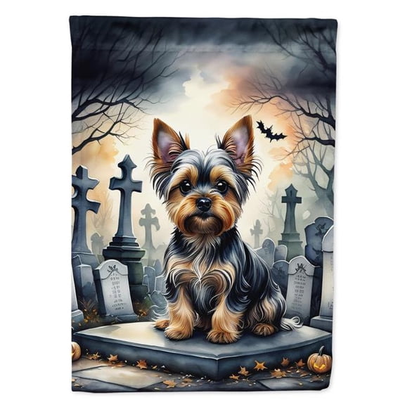 Yorkshire Terrier Spooky Halloween House Flag