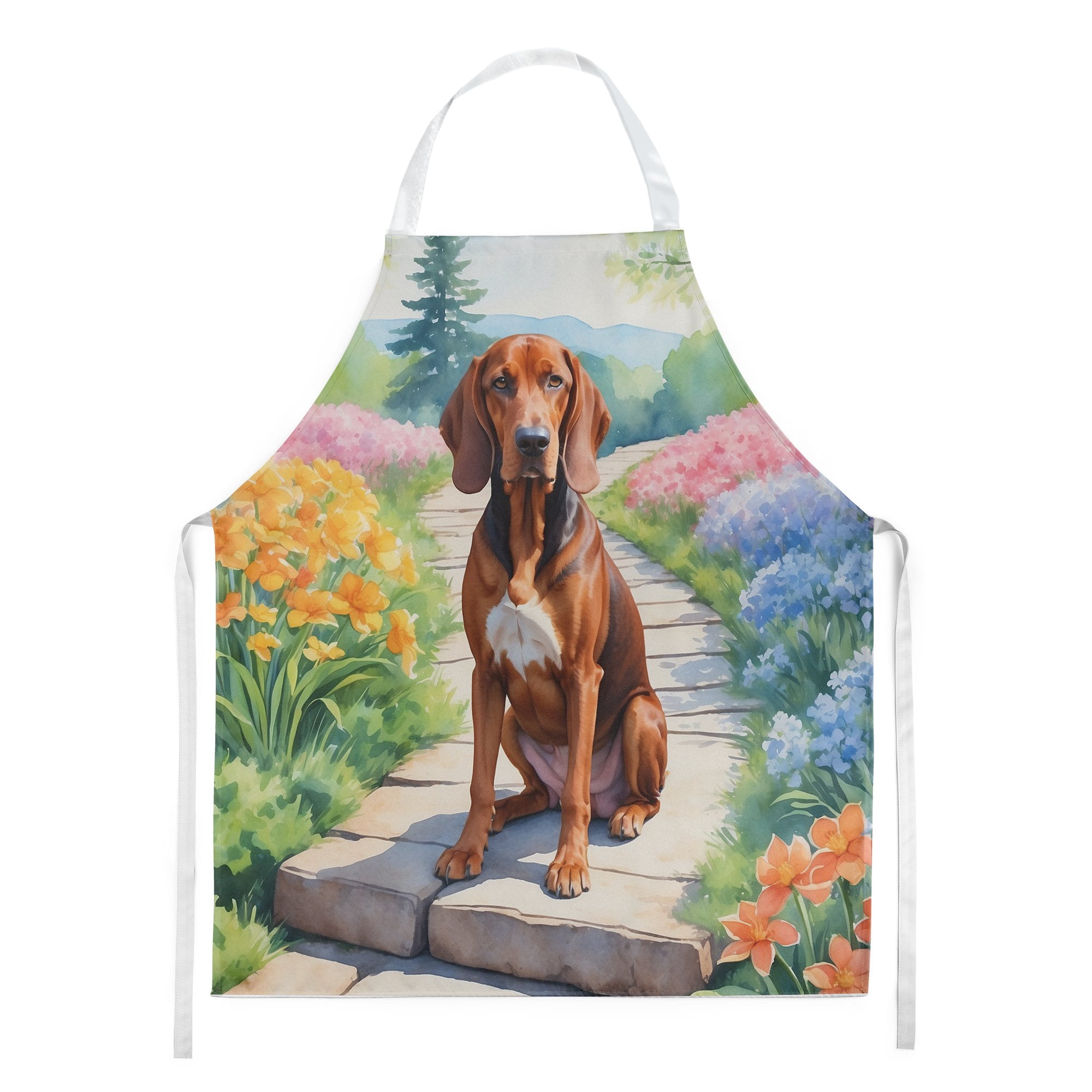 Redbone Coonhound Spring Path Apron 27 in x 30 in