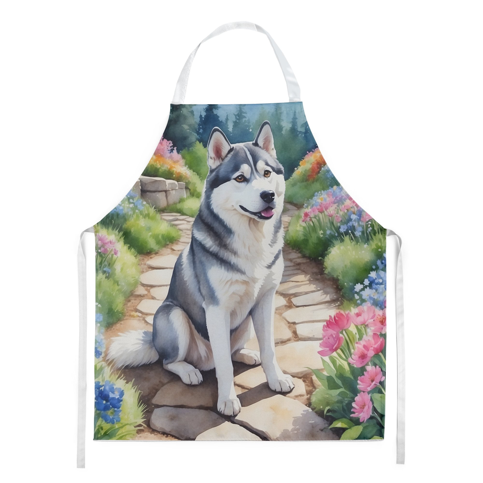 Siberian Husky Spring Path Apron 27 in x 30 in