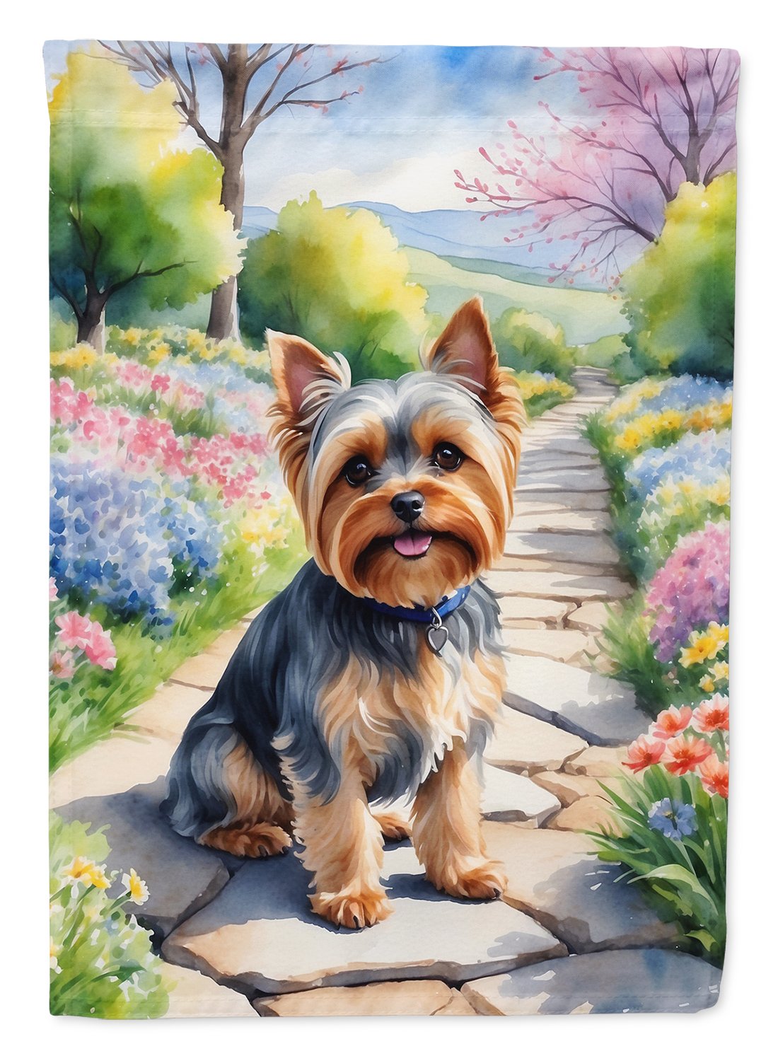 Yorkshire Terrier Spring Path Garden Flag 11.25 in x 15.5 in