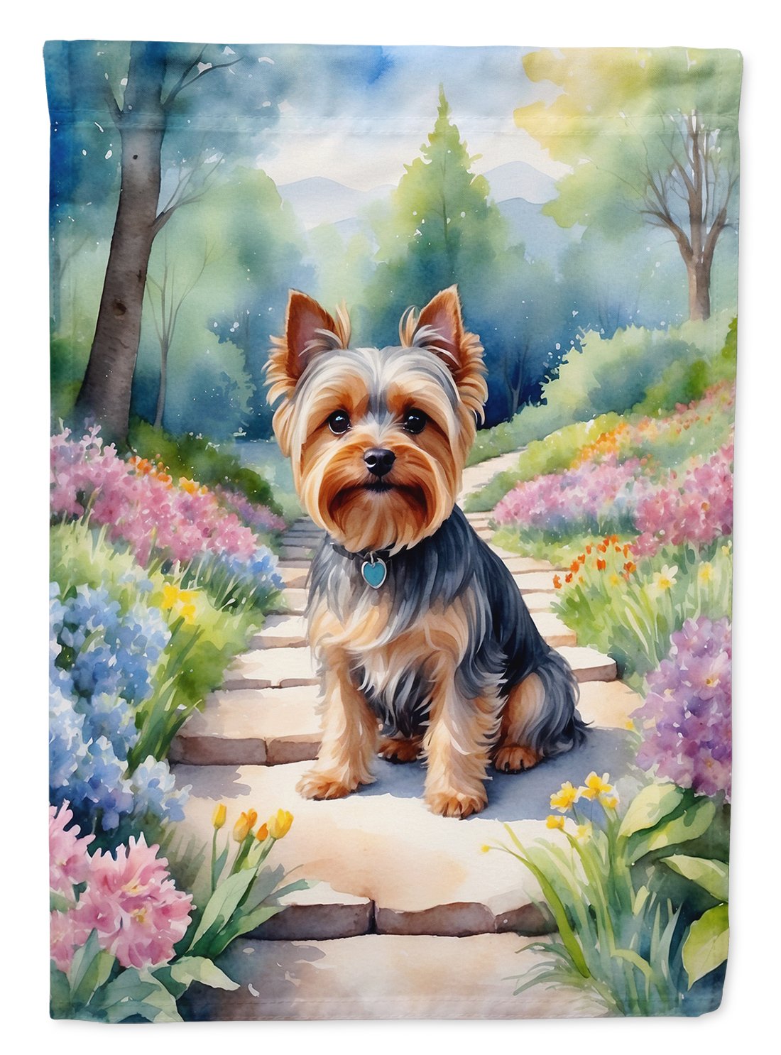 Yorkshire Terrier Spring Path House Flag 28 in x 40 in