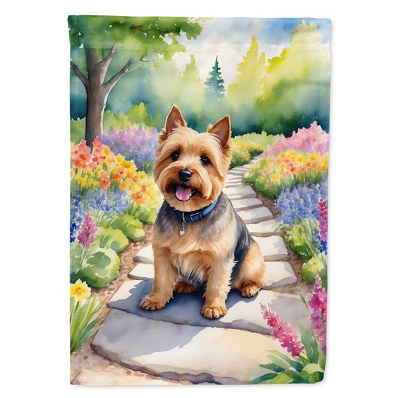 Caroline's Treasures Norwich Terrier Spring Path House Flag Large Porch Sleeve Pole Decorative Outside Yard Banner Artwork Wall Hanging, Polyester, House Size, Multicolor