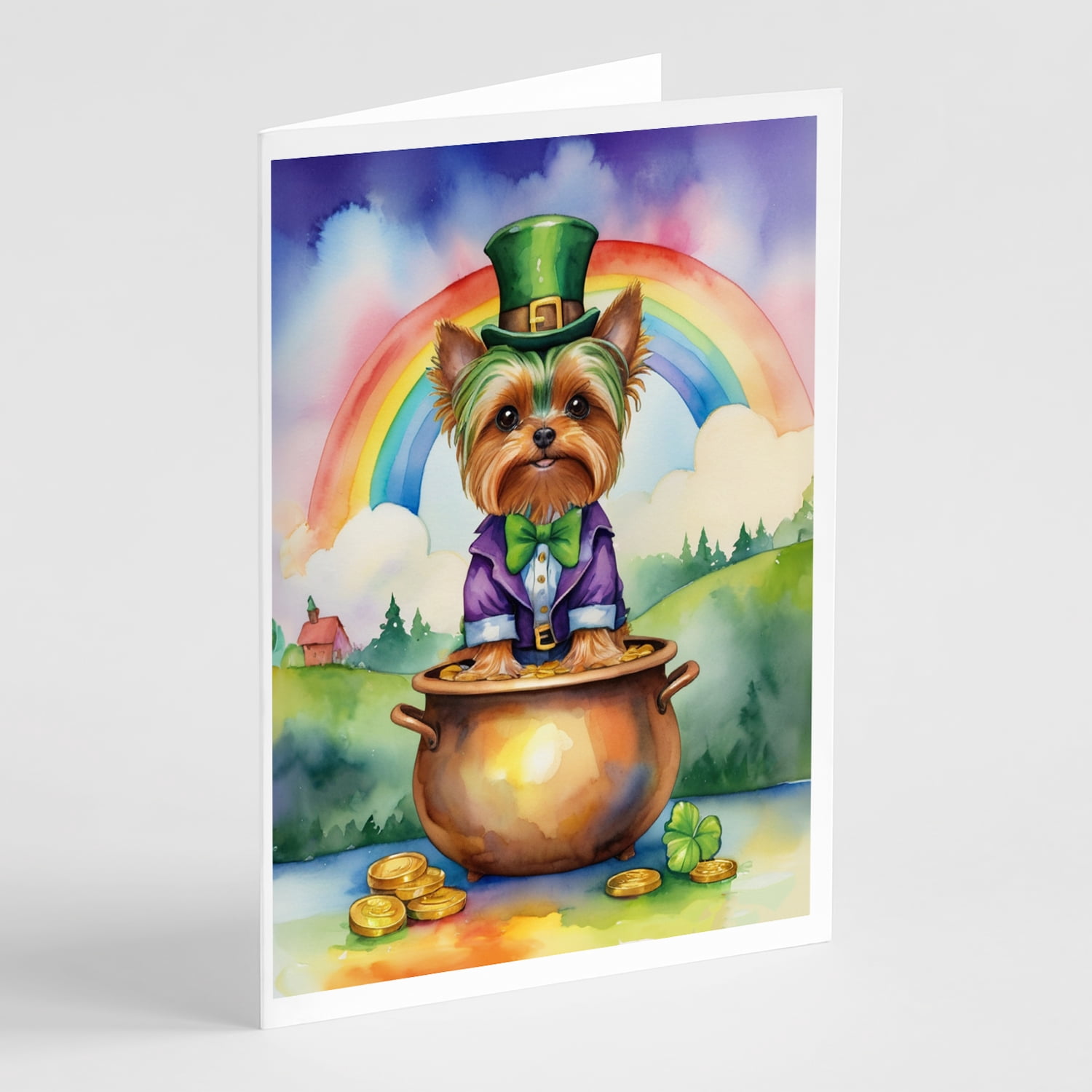 Yorkshire Terrier St Patrick's Day Greeting Cards Pack of 8 7 in x 5 in