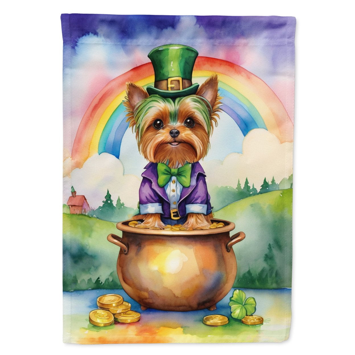 Yorkshire Terrier St Patricks Day House Flag