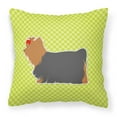thumbnail image 1 of Yorkshire Terrier Yorkie Checkerboard Green Fabric Decorative Pillow, 1 of 2