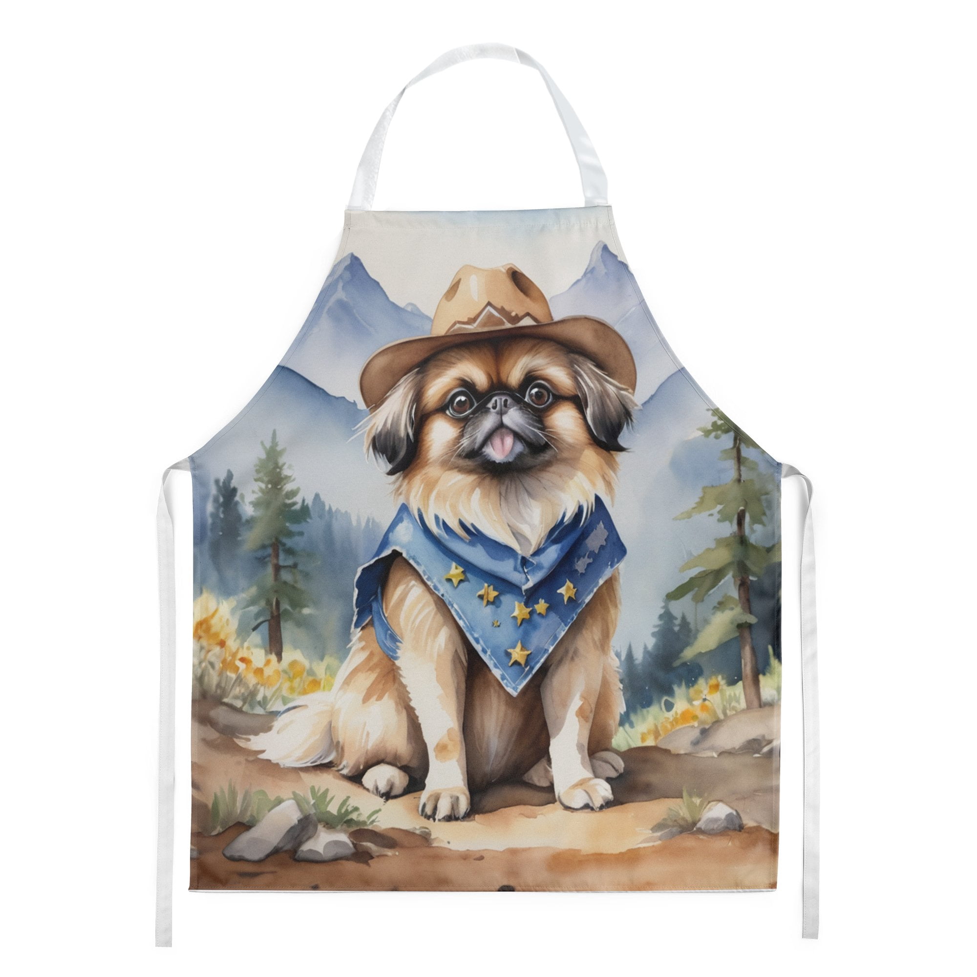 Pekingese Cowboy Welcome Apron 27 in x 30 in