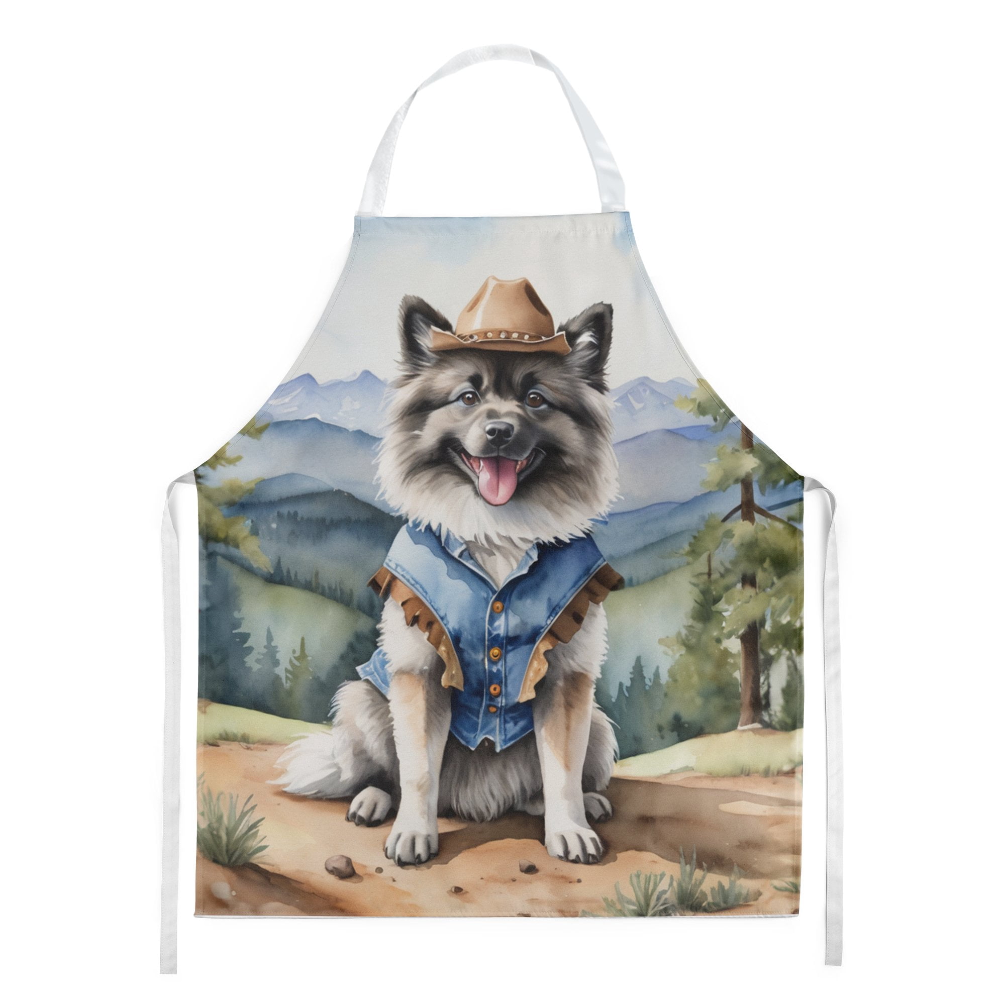Keeshond Cowboy Welcome Apron 27 in x 30 in
