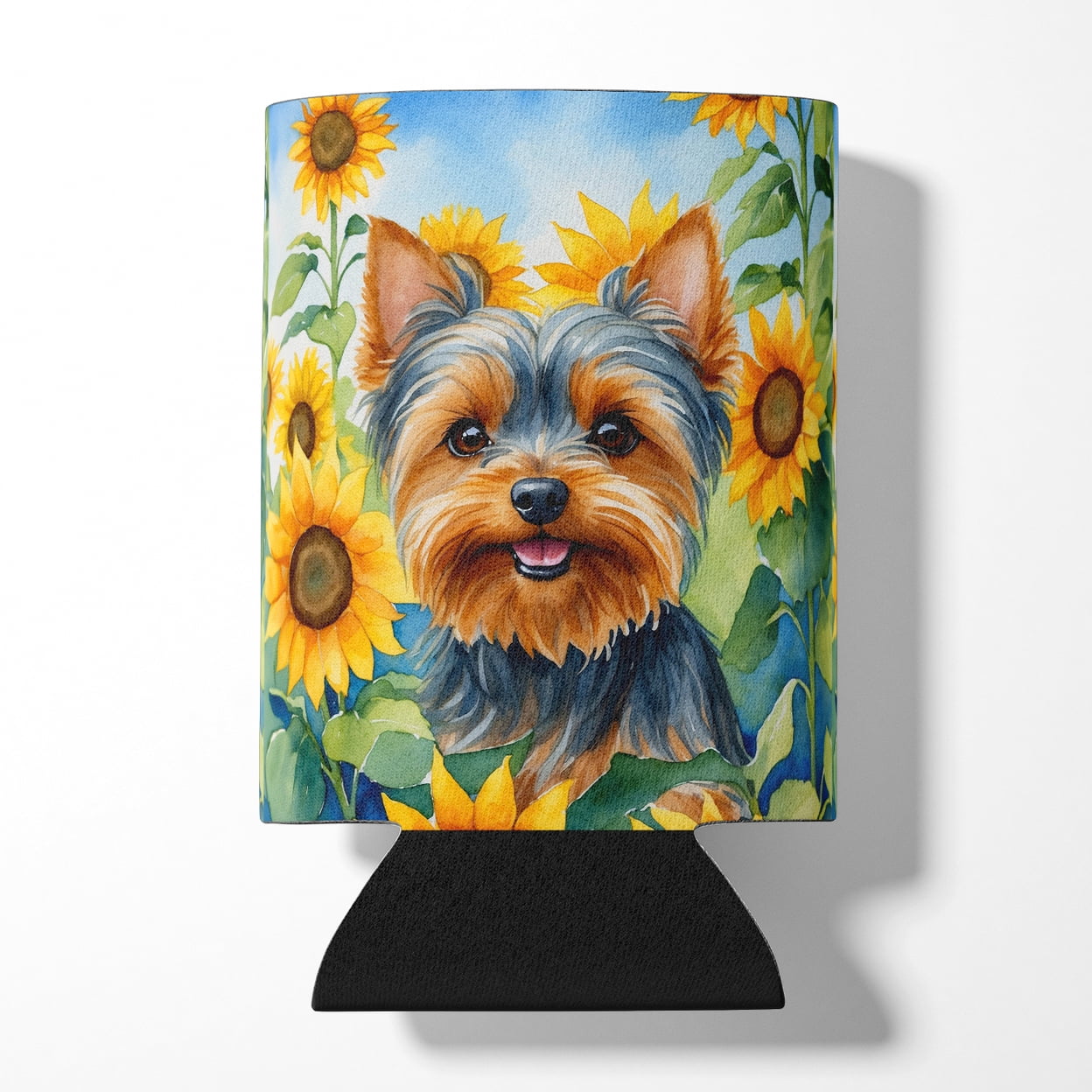 Yorkshire Terrier in Sunflowers Can or Bottle Hugger 3 in x 5 in