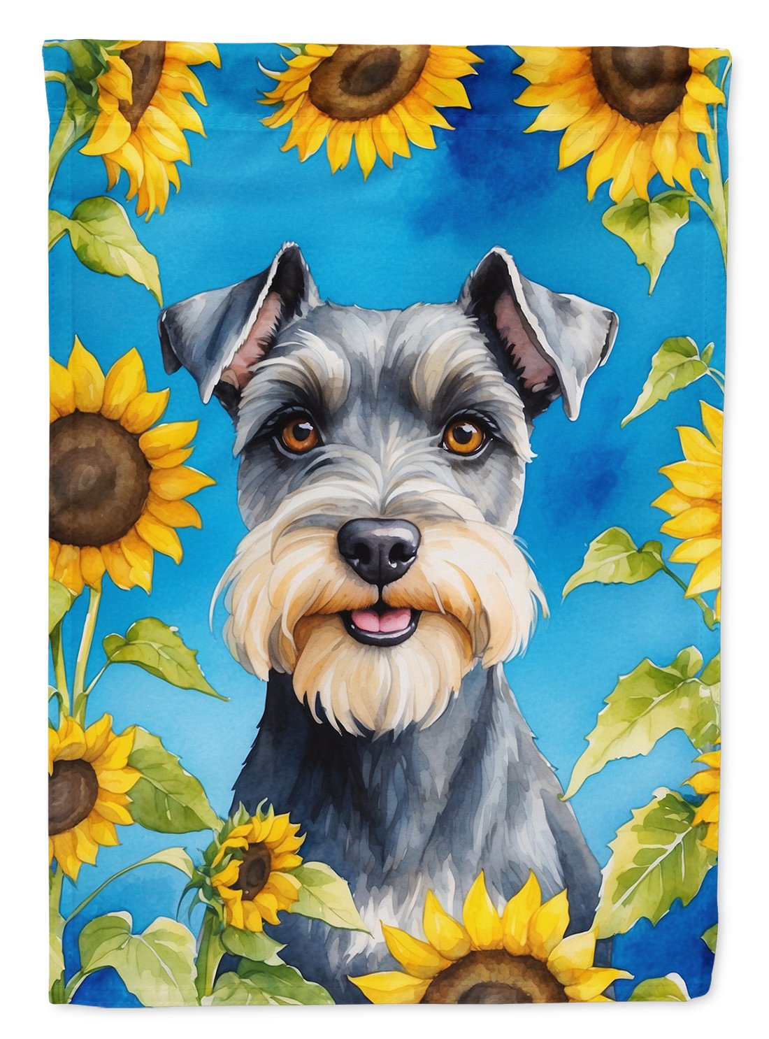 Yorkshire Terrier in Sunflowers House Flag