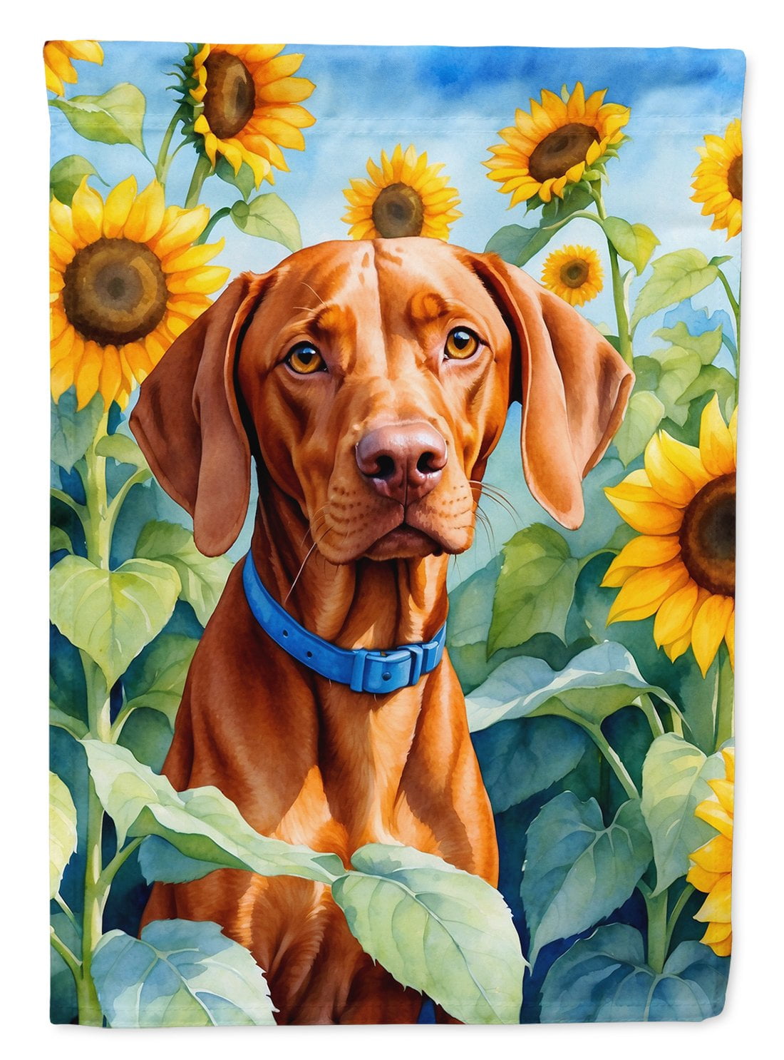 Yorkshire Terrier in Sunflowers House Flag