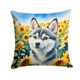 thumbnail image 1 of Alaskan Klee Kai in Sunflowers Throw Pillow, 1 of 5