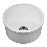 Yorkshire Undermount Fireclay 17" Square Bar Kitchen Sink in White with Grid and Strainer