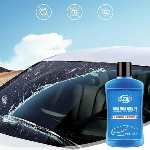 Yorkspred Automotive Oil Film Cleaning Liquid for Car Windows, 8 oz Anti Fog for Car Windshield Cleaner Tool, All-in-One Glass Cleaning Board for Windshield to Improves Clarity and Visibility