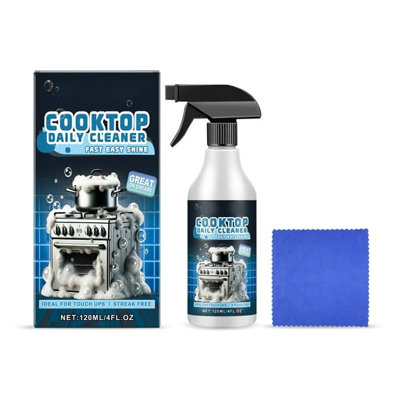 Yorkspred Cooktop and Stove Top Cleaner Kit - Glass Cook Top Cleaner and Polish 10 oz. Scrubbing Pad, Cleaning Tool, Razor, Scraper
