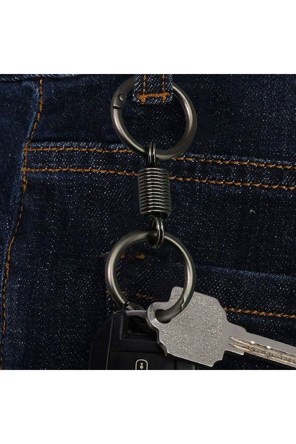 Yorkspred Spring Double Ring Keychain - High-End Pendant for Electric Vehicle, Stylish Waist Hanging Keychain, Luxury Key Ring for Cars and Electric Vehicles