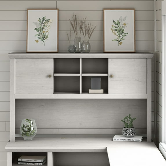 Yorktown Cottage 60W Hutch for L Desk or Corner Desk in Linen White Oak (Desk Sold Separately)