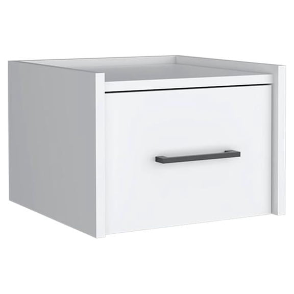 Yorktown Floating Nightstand Handy Drawer White Engineered Wood
