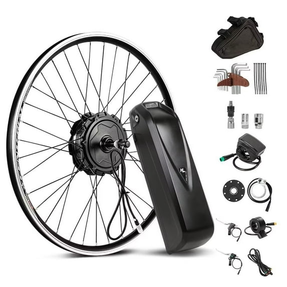Yose Power 26 inch ebike conversion kit 48V500W rear motor with 48V13Ah lithium battery and wheel Cassette or Screwed option with integrated controller, LED display, PAS sensor electric bike hub motor