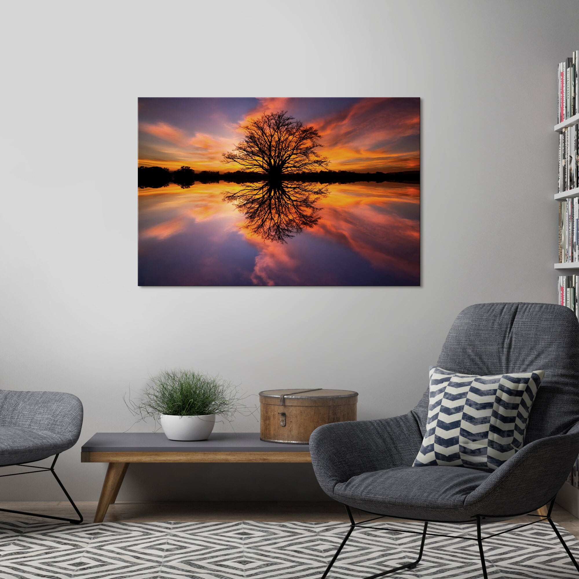 Large Multicolor Tempered Glass Landscape Wall Art