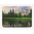 thumbnail image 1 of Yosemite Bath Mat, Sunset Panorama of Yosemite Cathedral Rocks Trees Cloudy Sky Reflection Riverside, Non-Slip Plush Mat Bathroom Kitchen Laundry Room Decor, 29.5 X 17.5 Inches, Beige Green, Ambesonne, 1 of 2