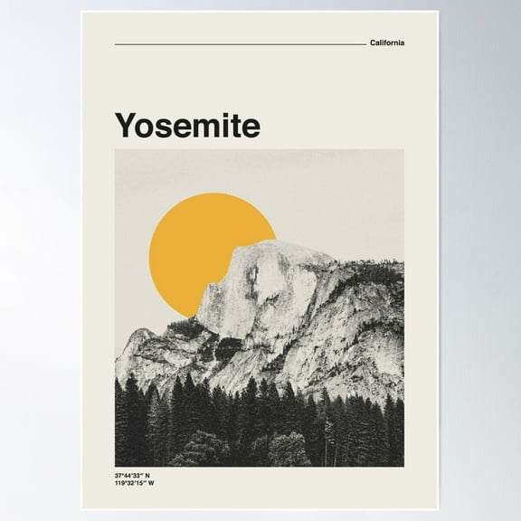 Yosemite California National Park Poster Poster Wall Art, Modern Wall Decor For Living Room Bedroom, 8x12 UNFRAMED