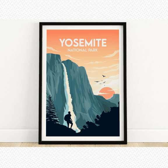 Yosemite California National Park Travel Poster, Poster Only, Poster Home Decor, Poster Only