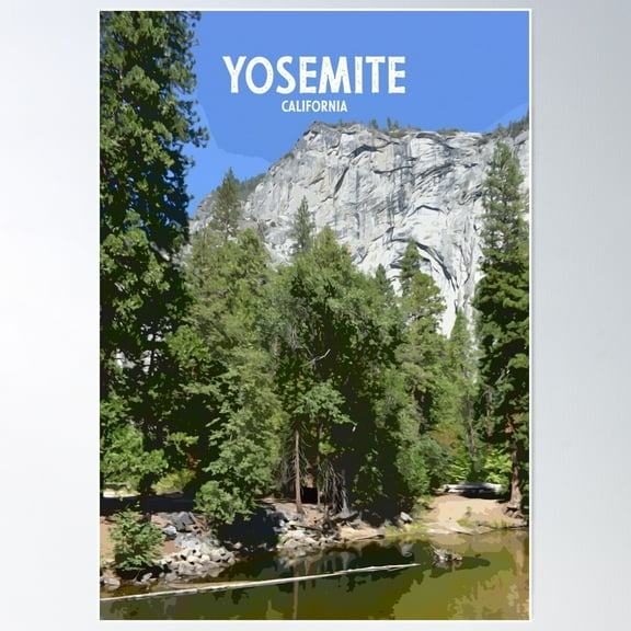 Yosemite, California (With Text) Poster Wall Art, Modern Wall Decor For Living Room Bedroom, 12x18 UNFRAMED