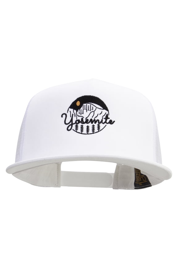 Yosemite Embroidered 5 Panel Mesh Trucker Snapback Cap - White OSFM