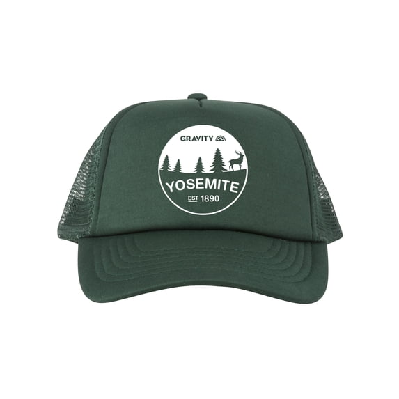 Yosemite Est. 1890 Adjustable Mesh Trucker Hat - White - Forest Green