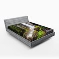thumbnail image 1 of Yosemite Fitted Sheet, Vernal Fall Yosemite National Park Alpine Forest Rocks Wild Natural Scenic Photo, Soft Decorative Fabric Bedding, Full Size, White Green, by Ambesonne, 1 of 2