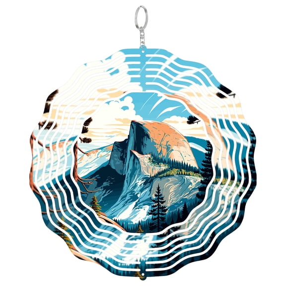 Yosemite Glacier Point View 3D Wind Spinner Stainless Steel Kinetic Yard Art Nature Garden Decor Half Dome Gift